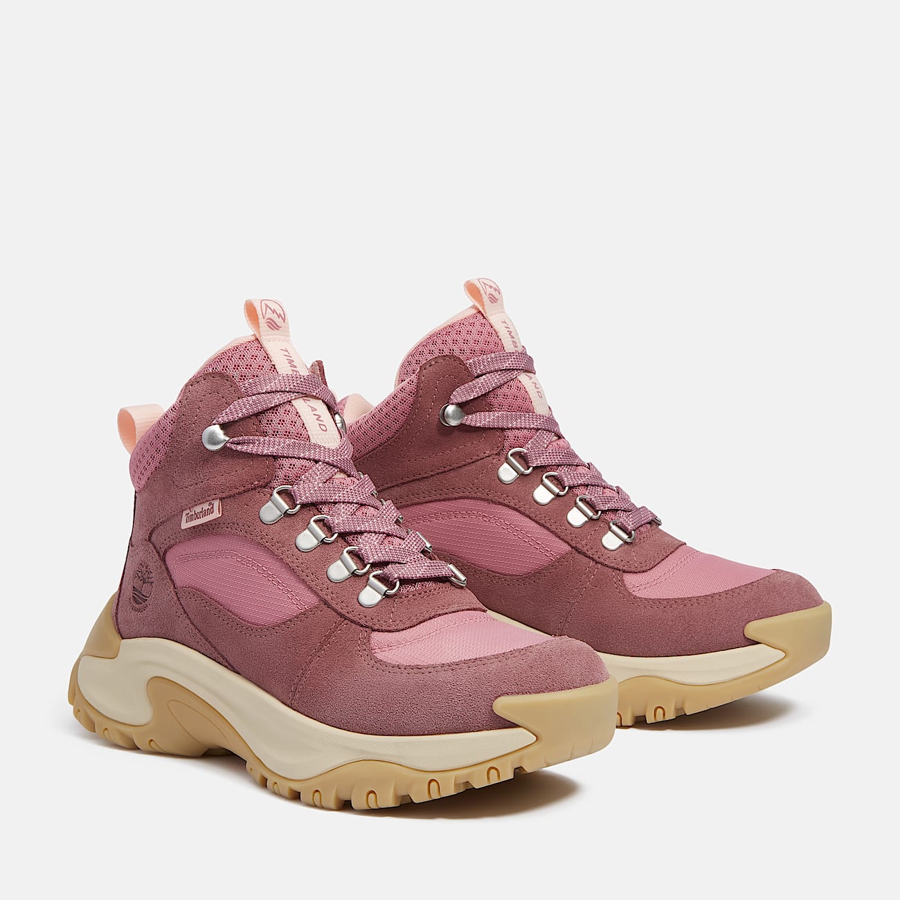 Timberland Women'S Mt. Maddsen Peak Waterproof Hiking Boot Medium Pink Suede