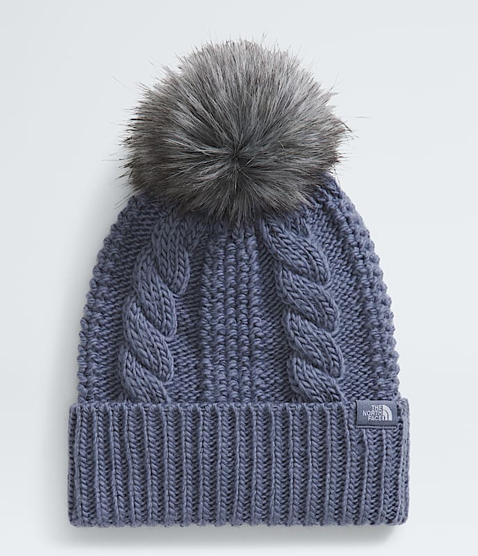The North Face Women Oh Mega Fur Pom Beanie Twilight Galaxy TNF Medium Grey Heather
