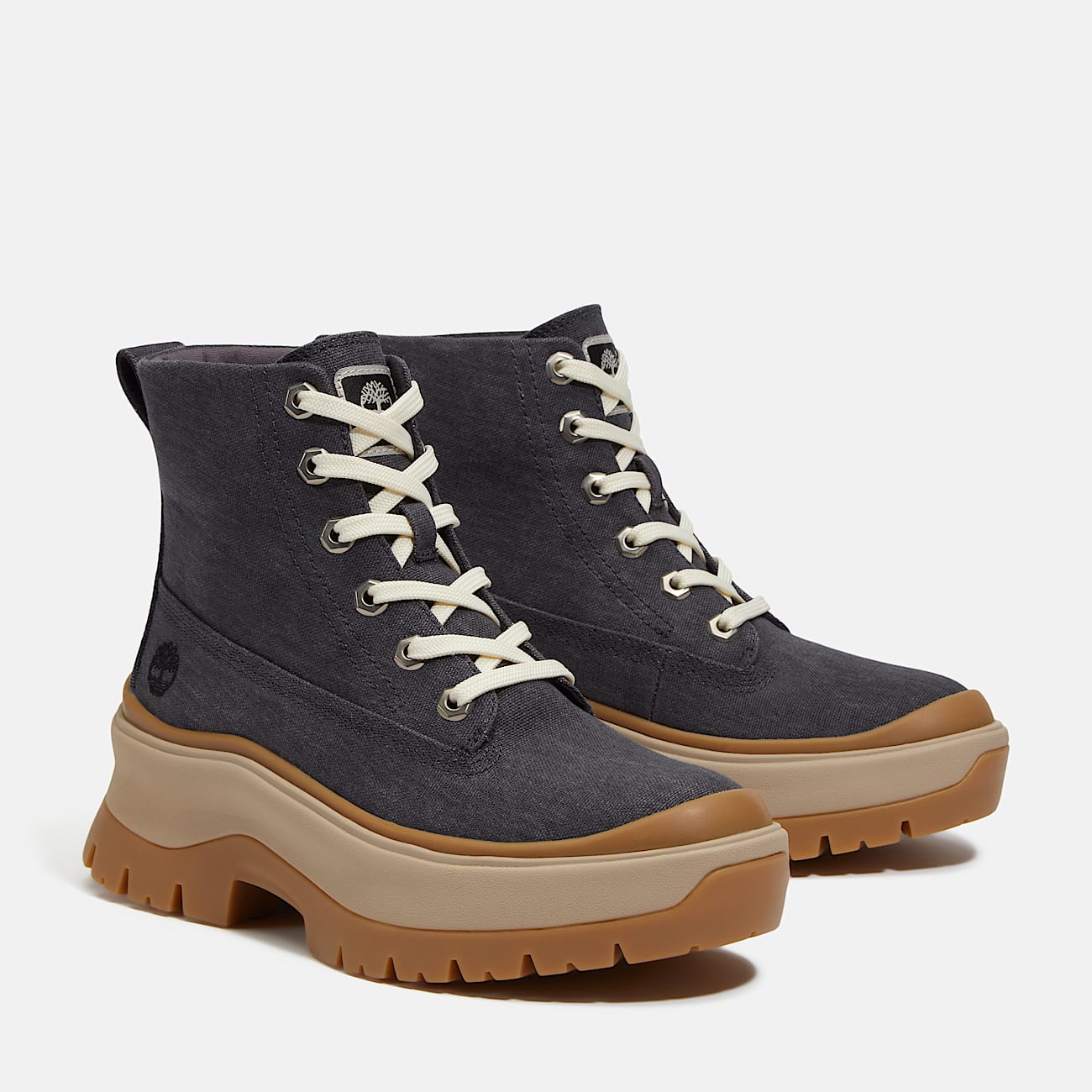 Timberland Women'S Roxie Lane Mid Lace-Up Boot Dark Grey Canvas
