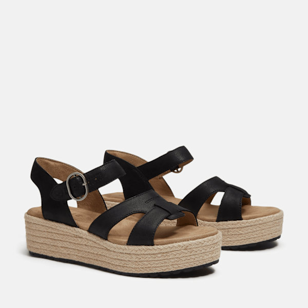Timberland Santorini Sun Backstrap Sandal Black Full-Grain Women'S