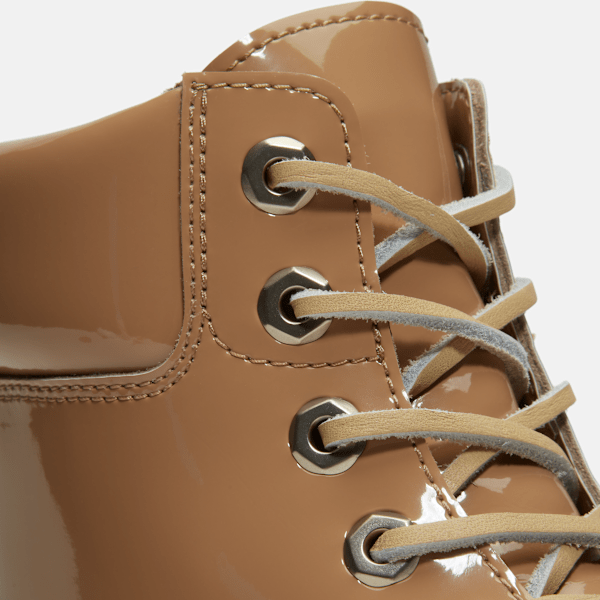 Timberland Stone Street 6-Inch Waterproof Platform Boot Beige Patent Leather Women'S