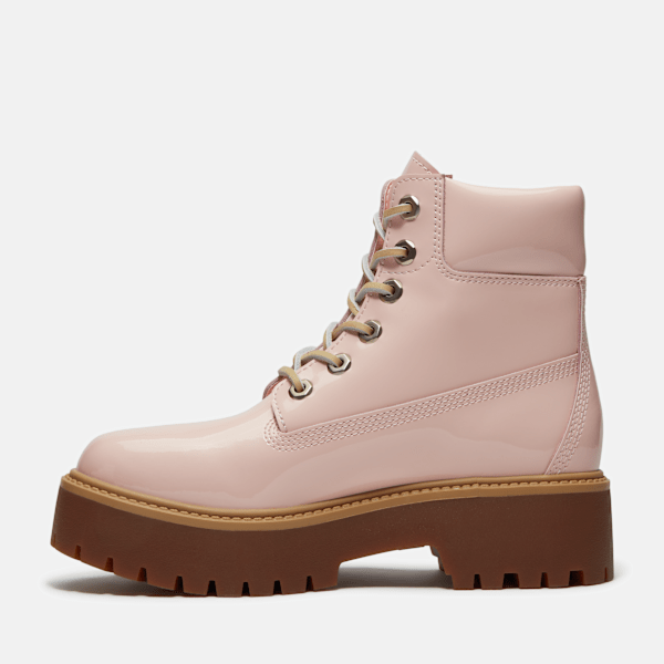 Timberland Stone Street 6-Inch Waterproof Platform Boot Light Pink Patent Leather Women'S