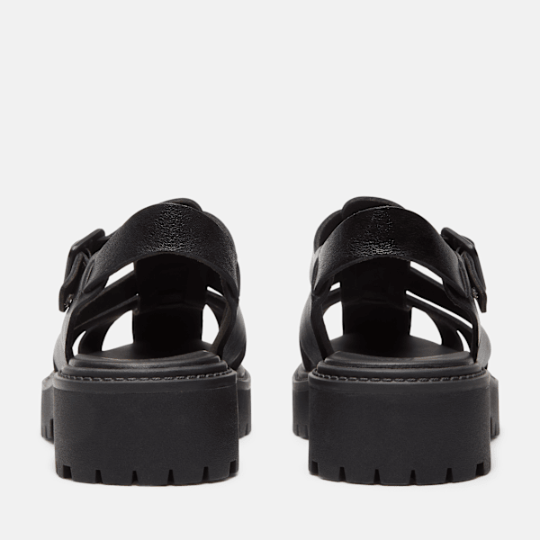 Timberland Stone Street Fisherman Platform Sandal Black Full-Grain Women'S