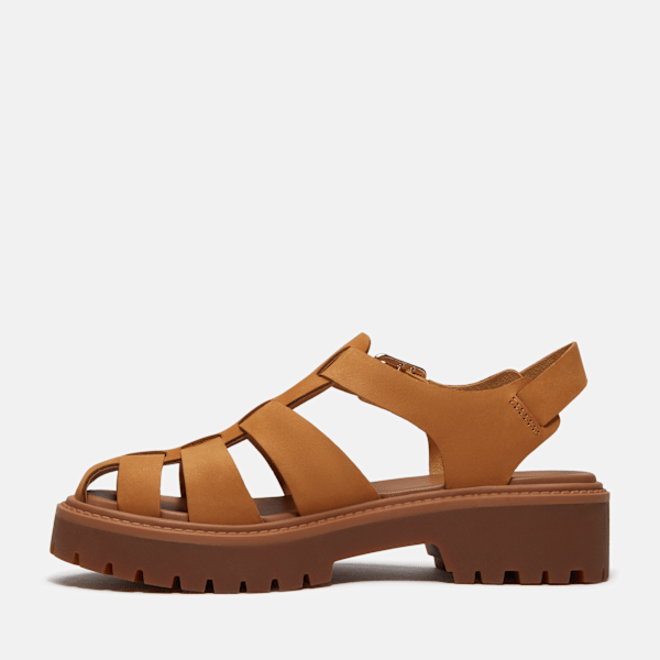 Timberland Stone Street Fisherman Platform Sandal Wheat Nubuck Women'S