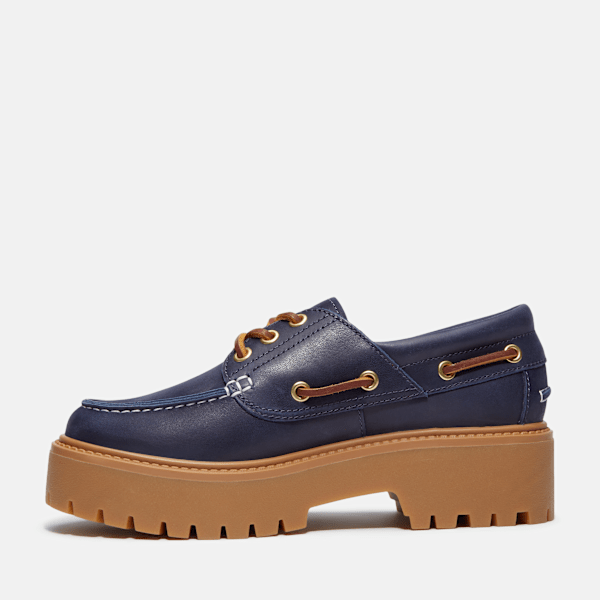Timberland Stone Street Platform Boat Shoe Dark Blue Full-Grain Women'S