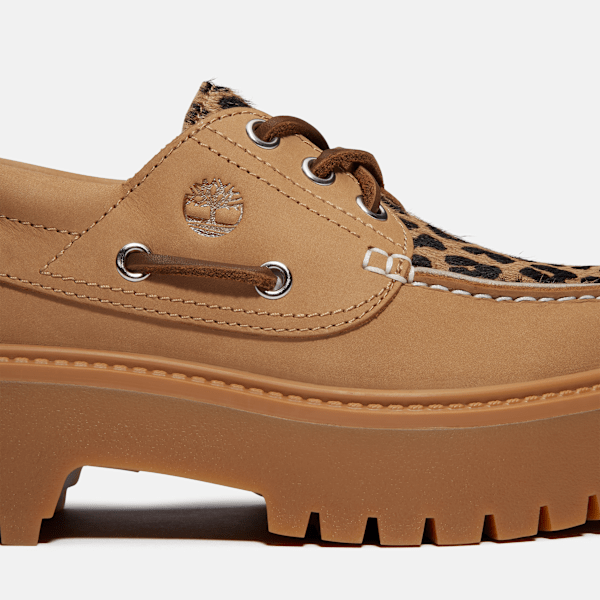 Timberland Stone Street Platform Boat Shoe Leopard Print/Beige Nubuck Women'S