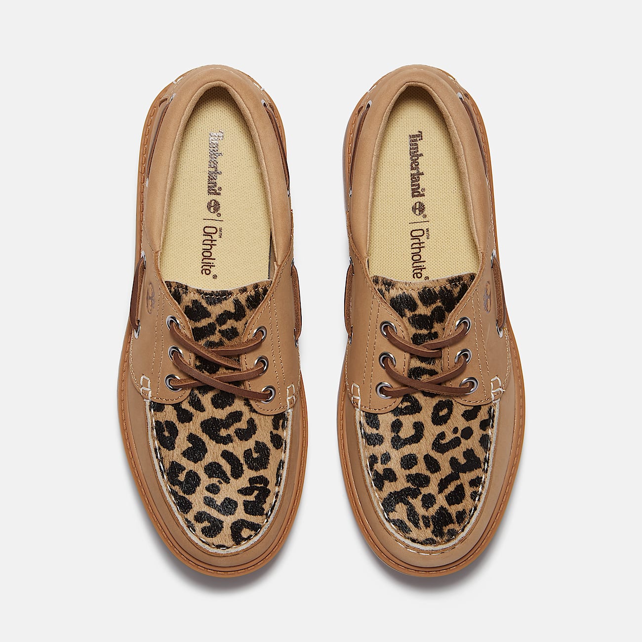 Timberland Women'S Stone Street Platform Boat Shoe Leopard Print/Beige Nubuck