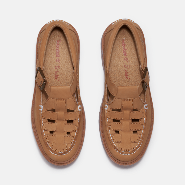 Timberland Stone Street Platform Buckle Shoe Medium Beige Nubuck Women'S