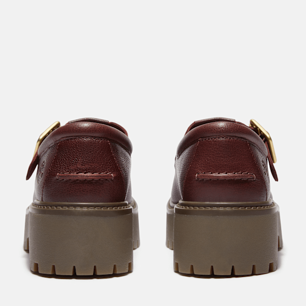 Timberland Stone Street Platform Buckle Shoe Burgundy Full-Grain Women'S