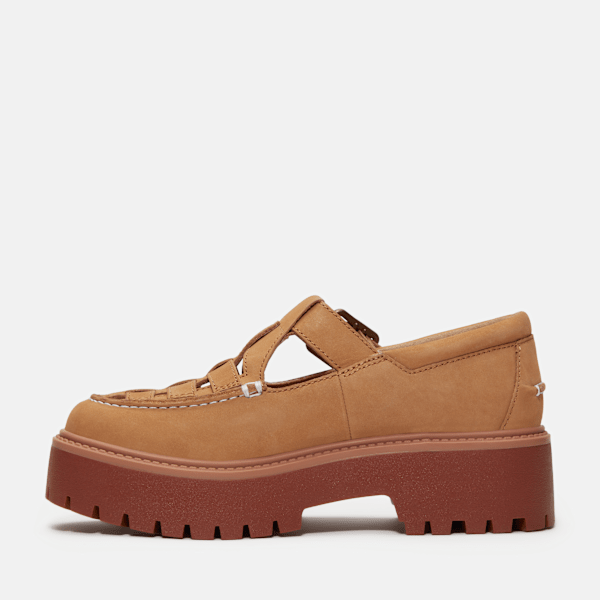 Timberland Stone Street Platform Buckle Shoe Medium Beige Nubuck Women'S