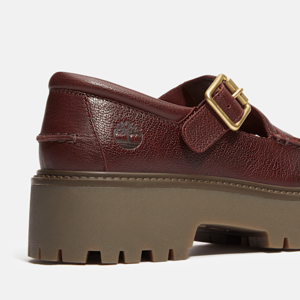 Timberland Stone Street Platform Buckle Shoe Burgundy Full-Grain Women'S