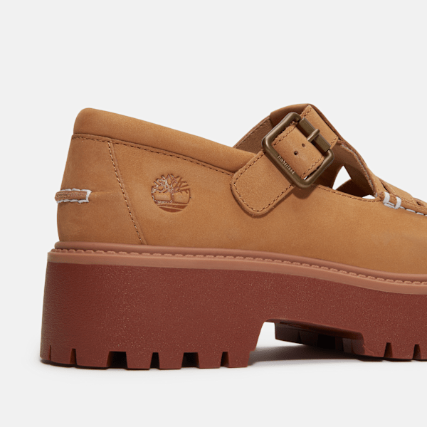 Timberland Stone Street Platform Buckle Shoe Medium Beige Nubuck Women'S