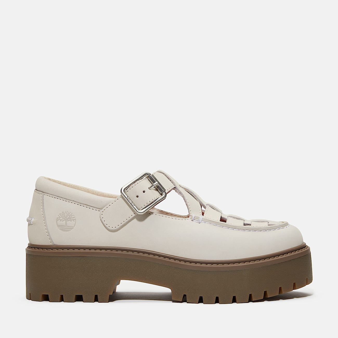 Timberland Women'S Stone Street Platform Buckle Shoe Natural Nubuck
