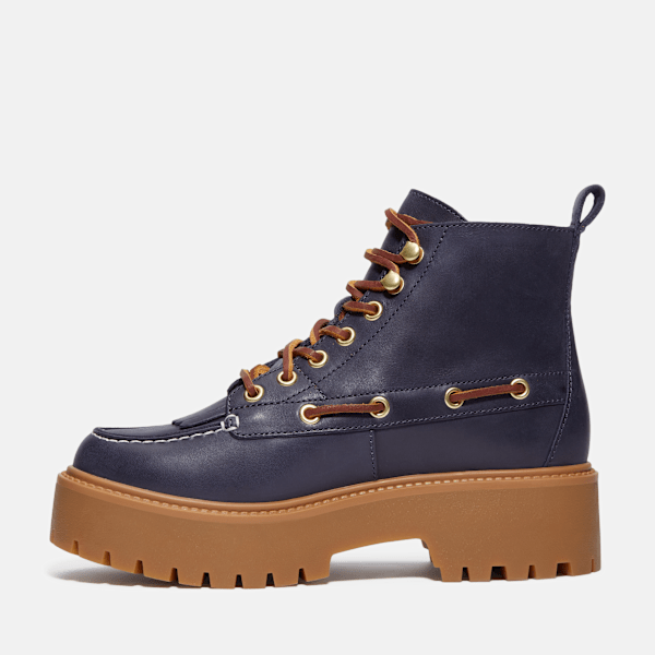 Timberland Womens Stone Street Platform Kiltie Boot Dark Blue Full-Grain