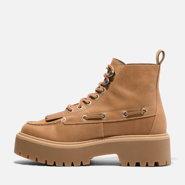 Timberland Womens Stone Street Platform Kiltie Boot Wheat Full-Grain