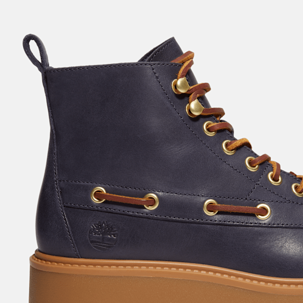 Timberland Womens Stone Street Platform Kiltie Boot Dark Blue Full-Grain