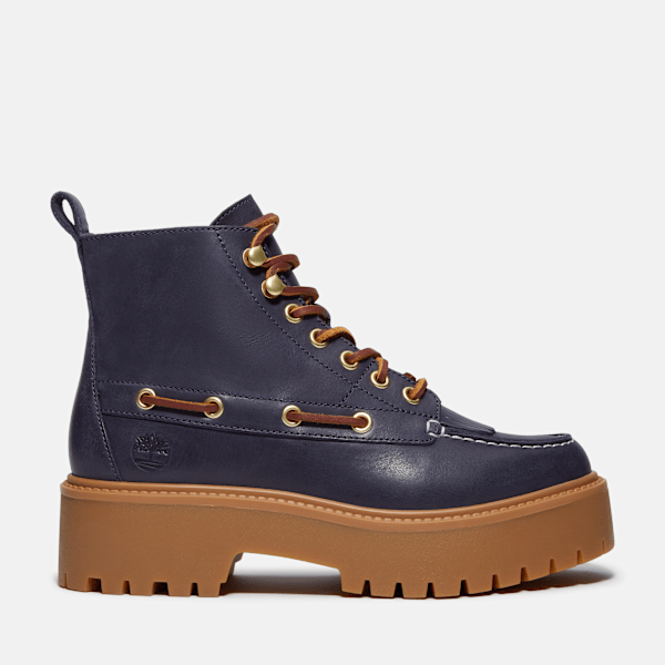 Timberland Womens Stone Street Platform Kiltie Boot Dark Blue Full-Grain