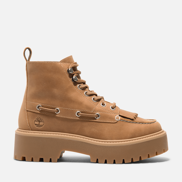 Timberland Womens Stone Street Platform Kiltie Boot Wheat Full-Grain