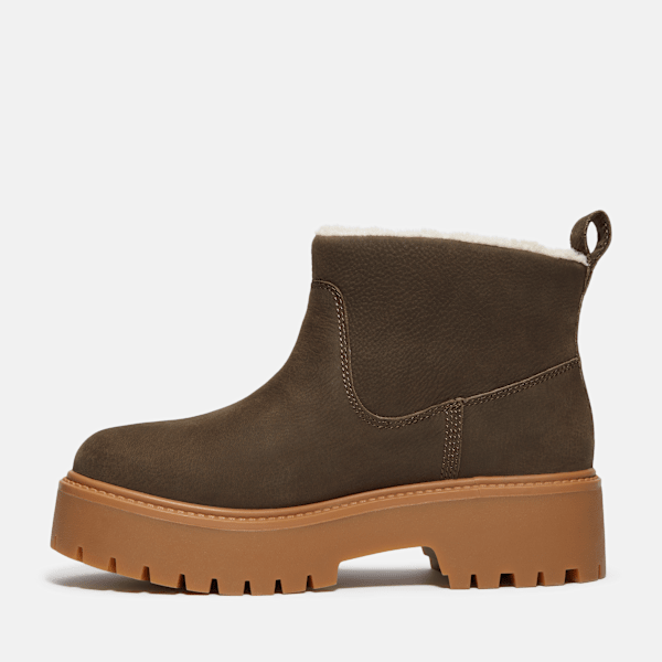 Timberland Stone Street Warm-Lined Platform Boot Dark Brown Full-Grain Women'S