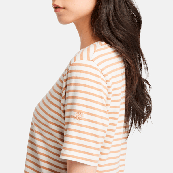 Timberland Striped Short-Sleeve Baby T-Shirt Vintage White/Light Wheat Women'S