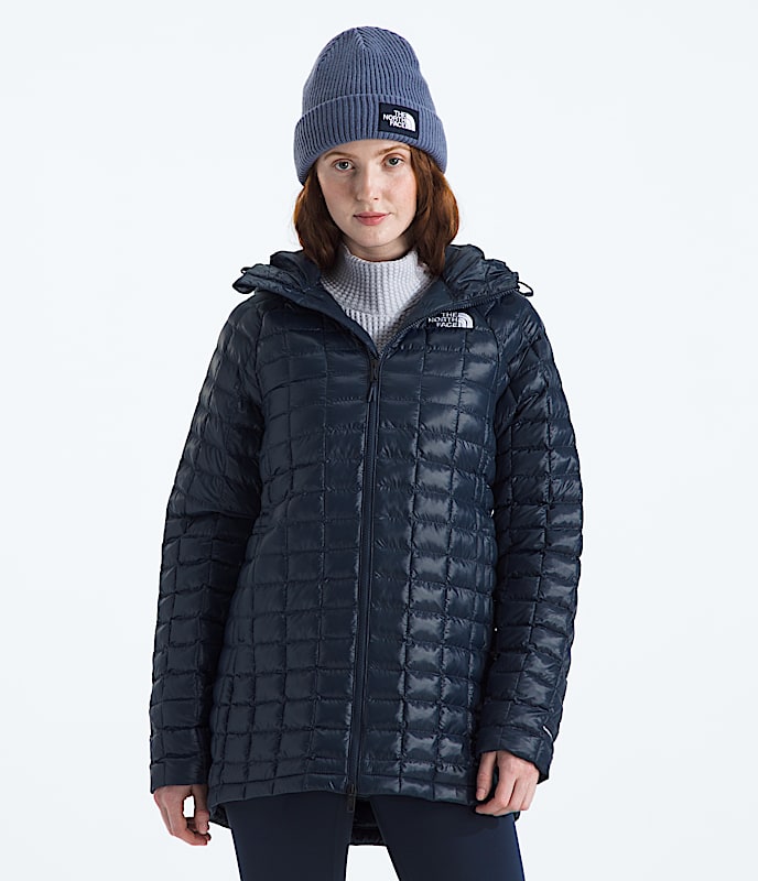 The North Face Women THERMOBALL Hooded Parka TNF Black Bark Mist White Dune Summit Navy Blue Flax