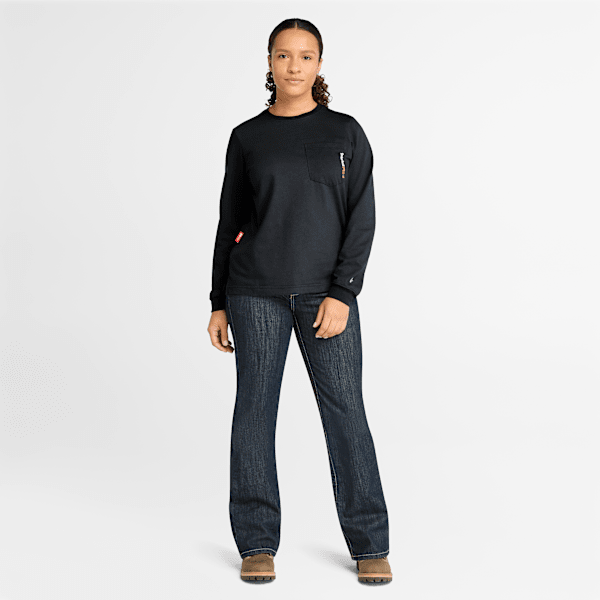 Timberland Pro Cotton Core Flame-Resistant Long-Sleeve T-Shirt Black Women'S