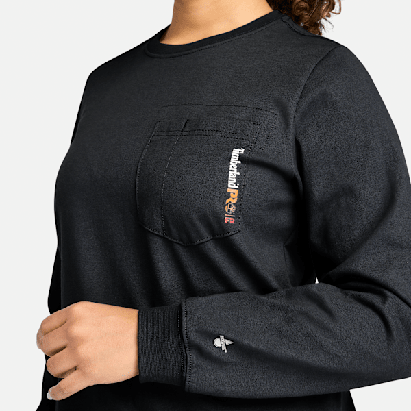 Timberland Pro Cotton Core Flame-Resistant Long-Sleeve T-Shirt Black Women'S