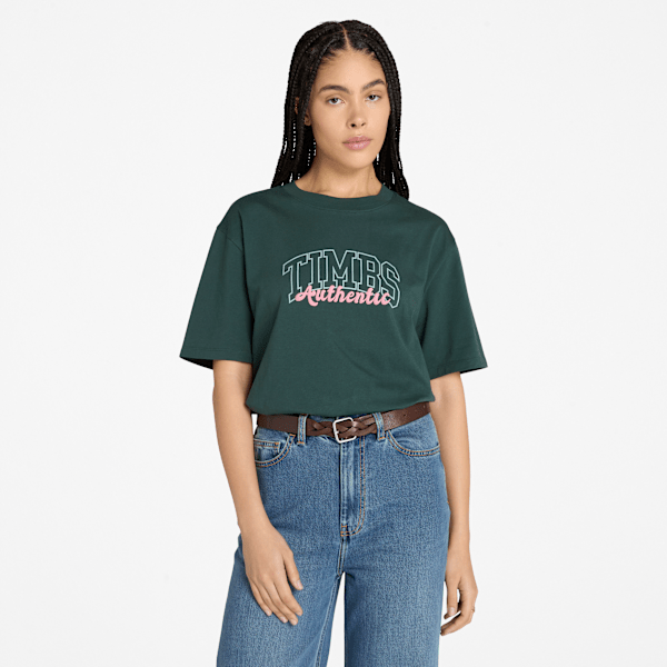 Timberland Varsity Graphic Short-Sleeve T-Shirt Dark Forest Green Women'S