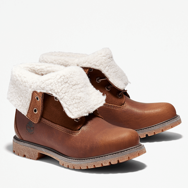 Timberland Warm-Lined Waterproof Roll-Top Boot Dark Brown Full-Grain Women'S