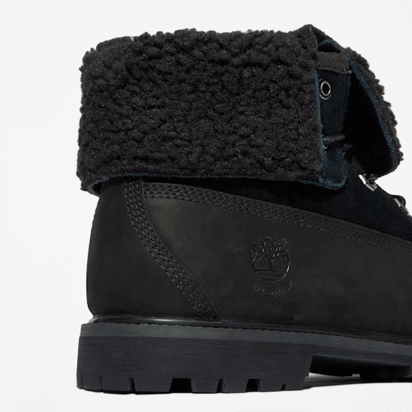 Timberland Warm-Lined Waterproof Roll-Top Boot Black Nubuck Women'S