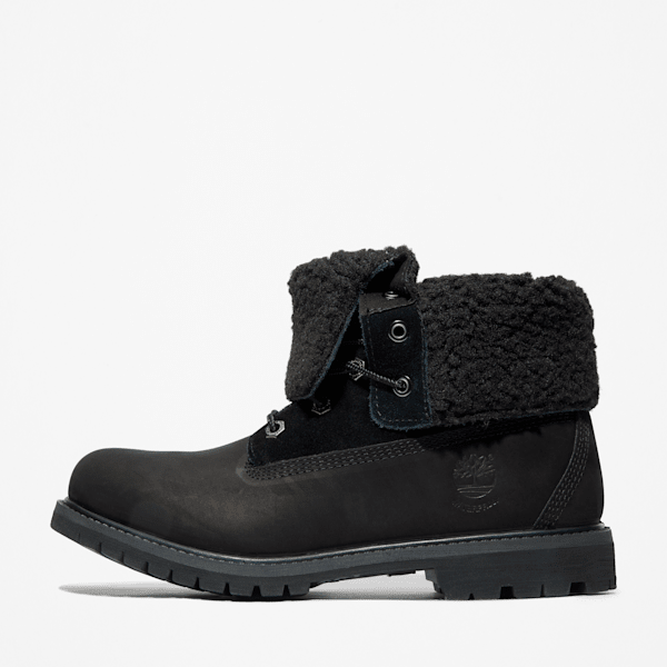 Timberland Warm-Lined Waterproof Roll-Top Boot Black Nubuck Women'S