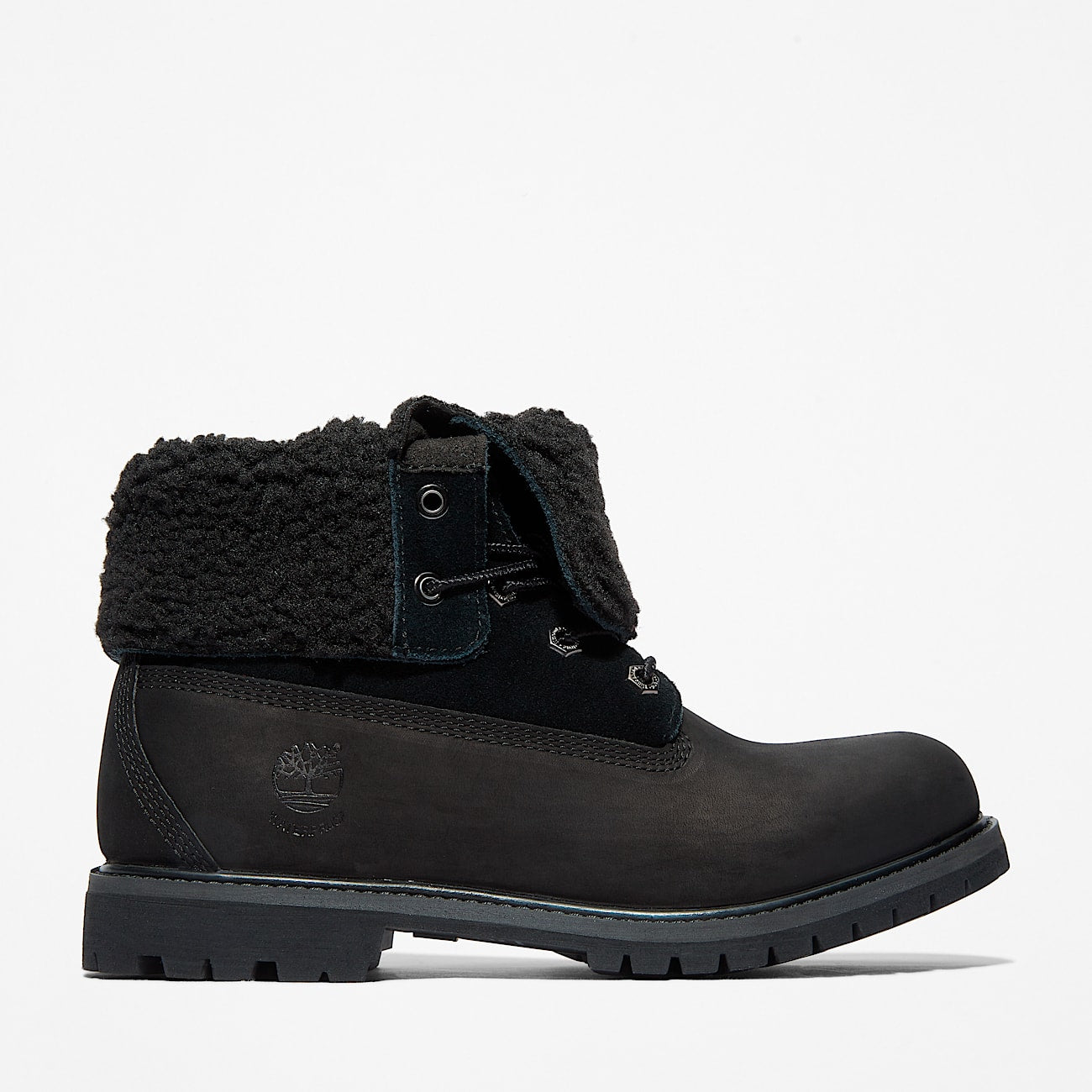 Timberland Women'S Timberland Warm-Lined Waterproof Roll-Top Boot Black Nubuck