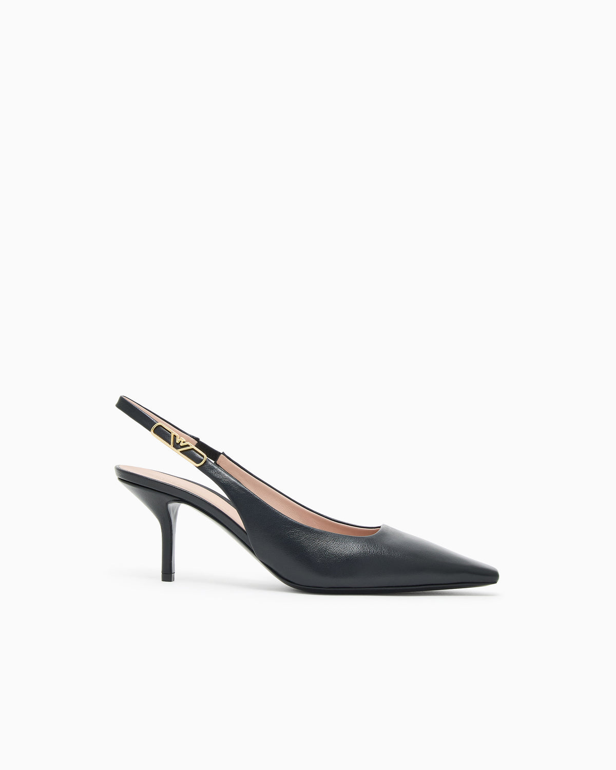 Emporio Armani Nappa-Leather Slingback Court Shoes With Eagle Plate Black