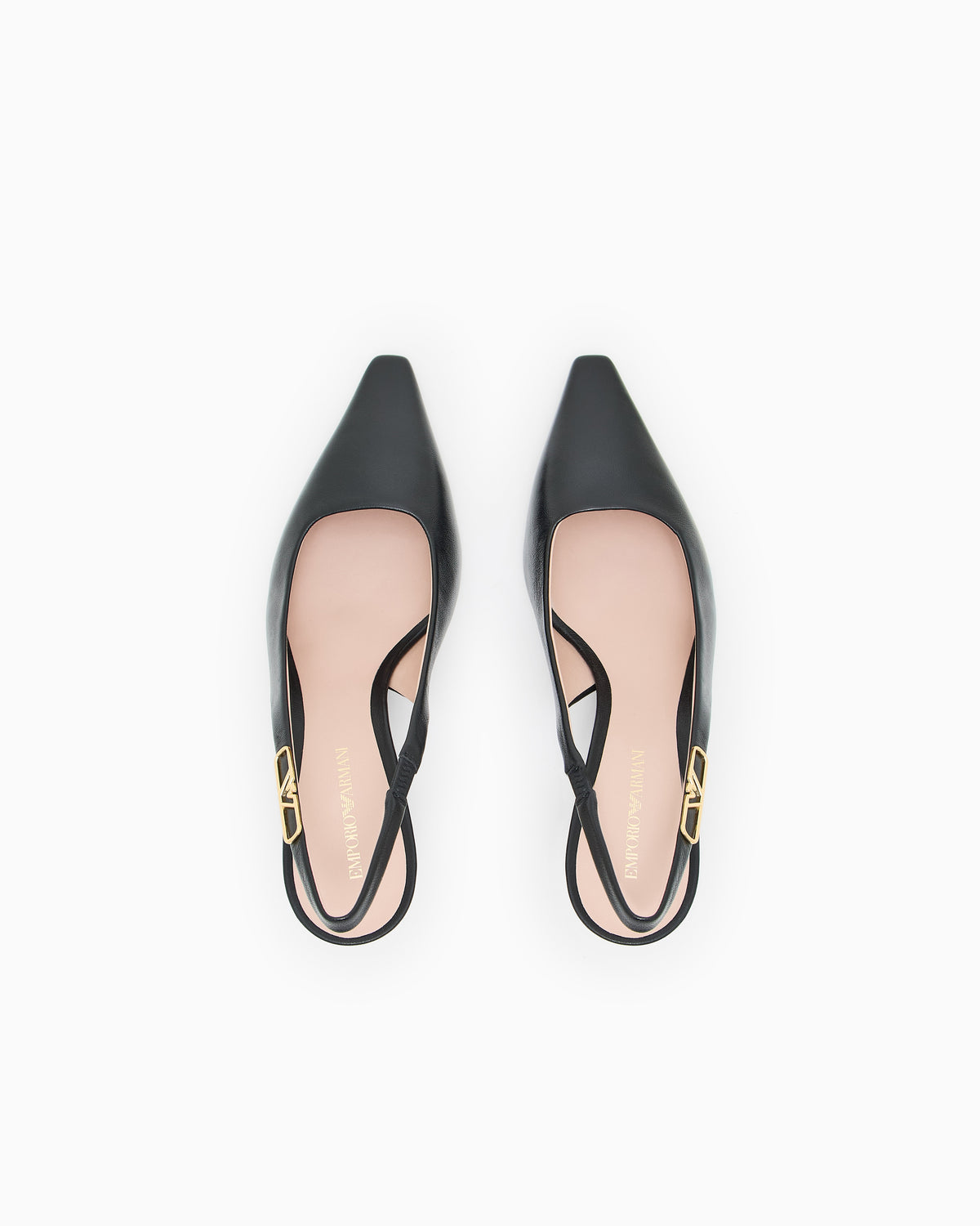 Emporio Armani Nappa-Leather Slingback Court Shoes With Eagle Plate Black