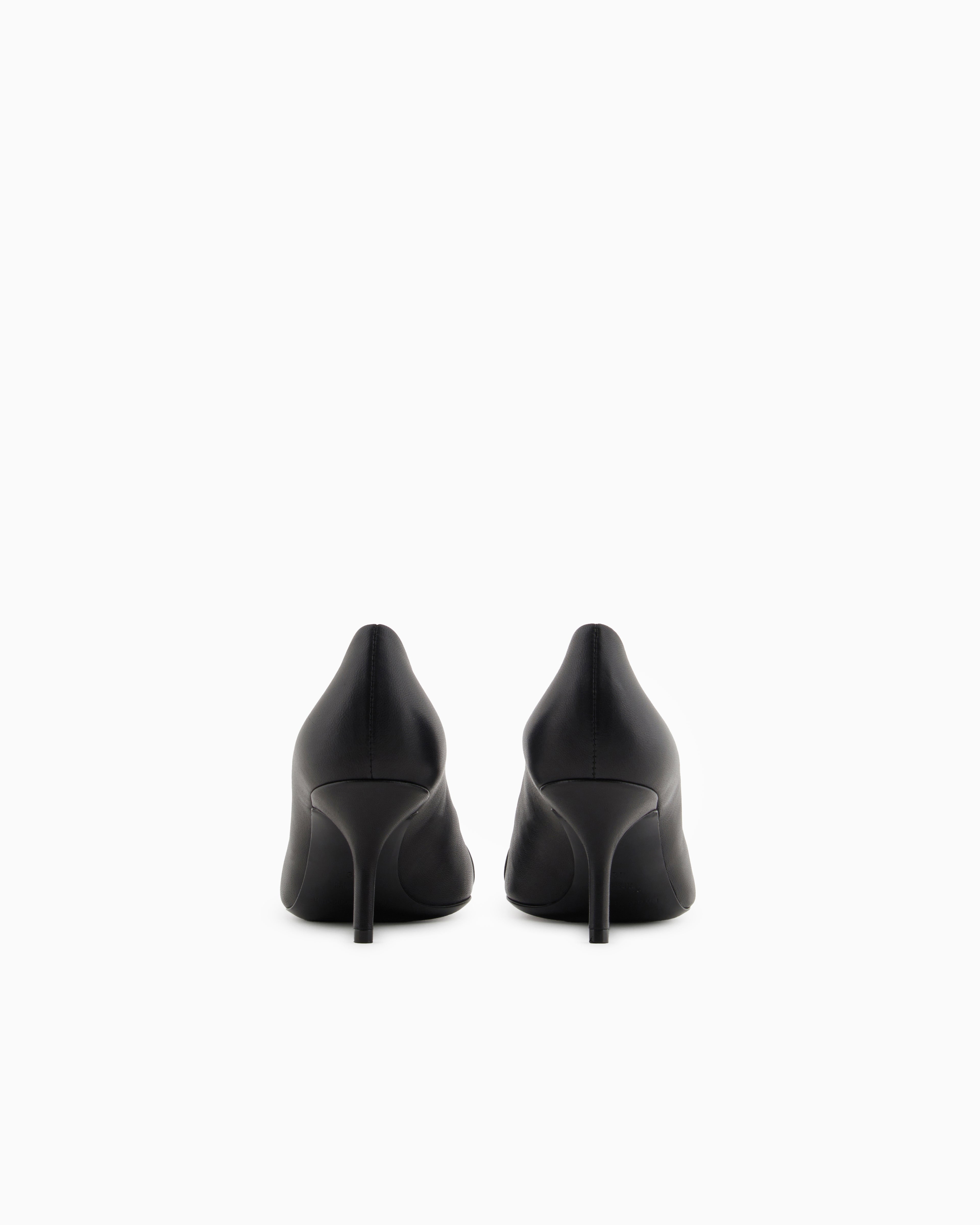 Emporio Armani Nappa-Leather Court Shoes With Eagle Plate Black