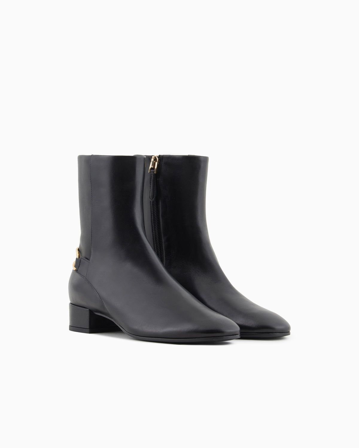 Emporio Armani Nappa-Leather Ankle Boots With An Eagle Plate Black