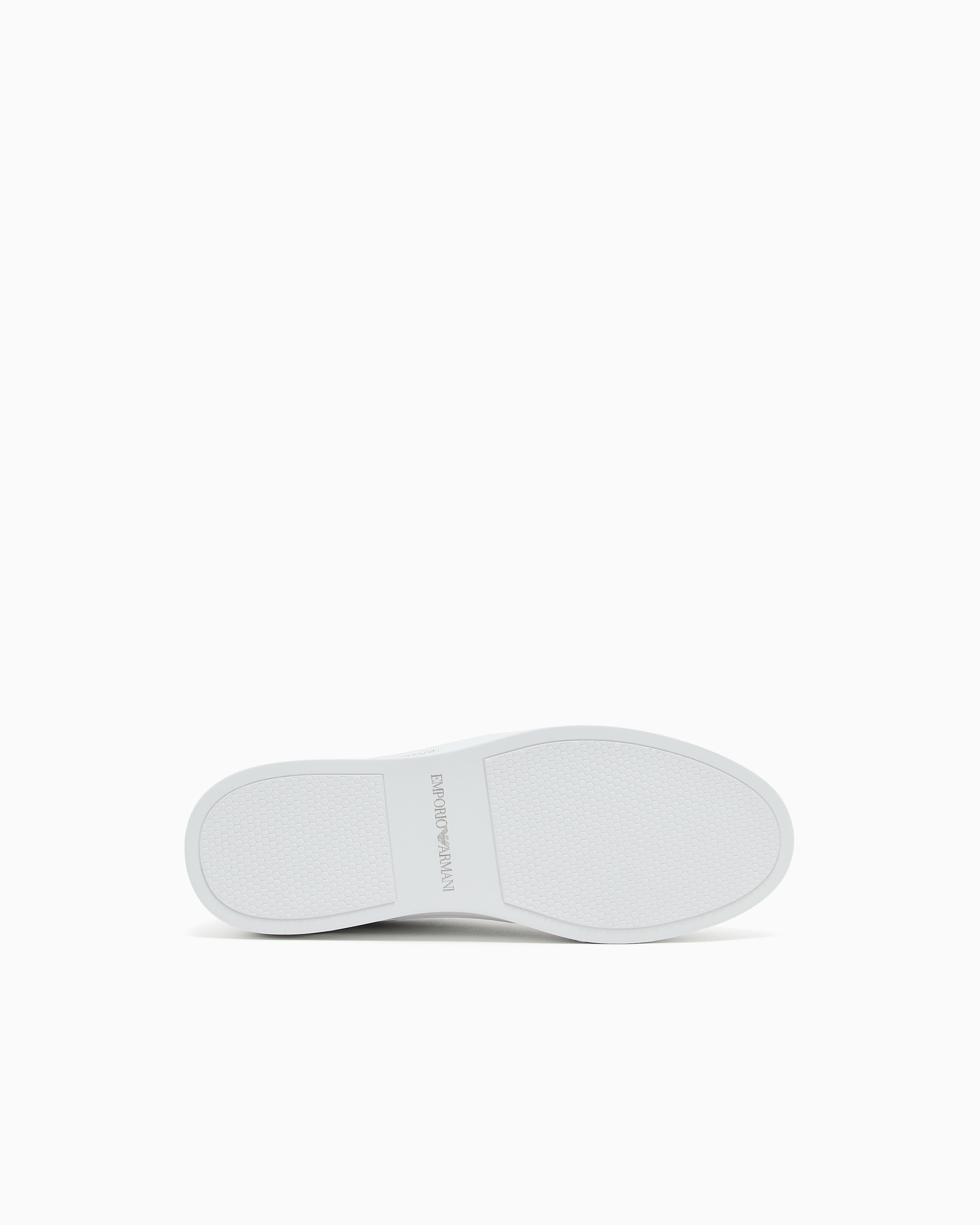 Emporio Armani Leather Sneakers With Logo White