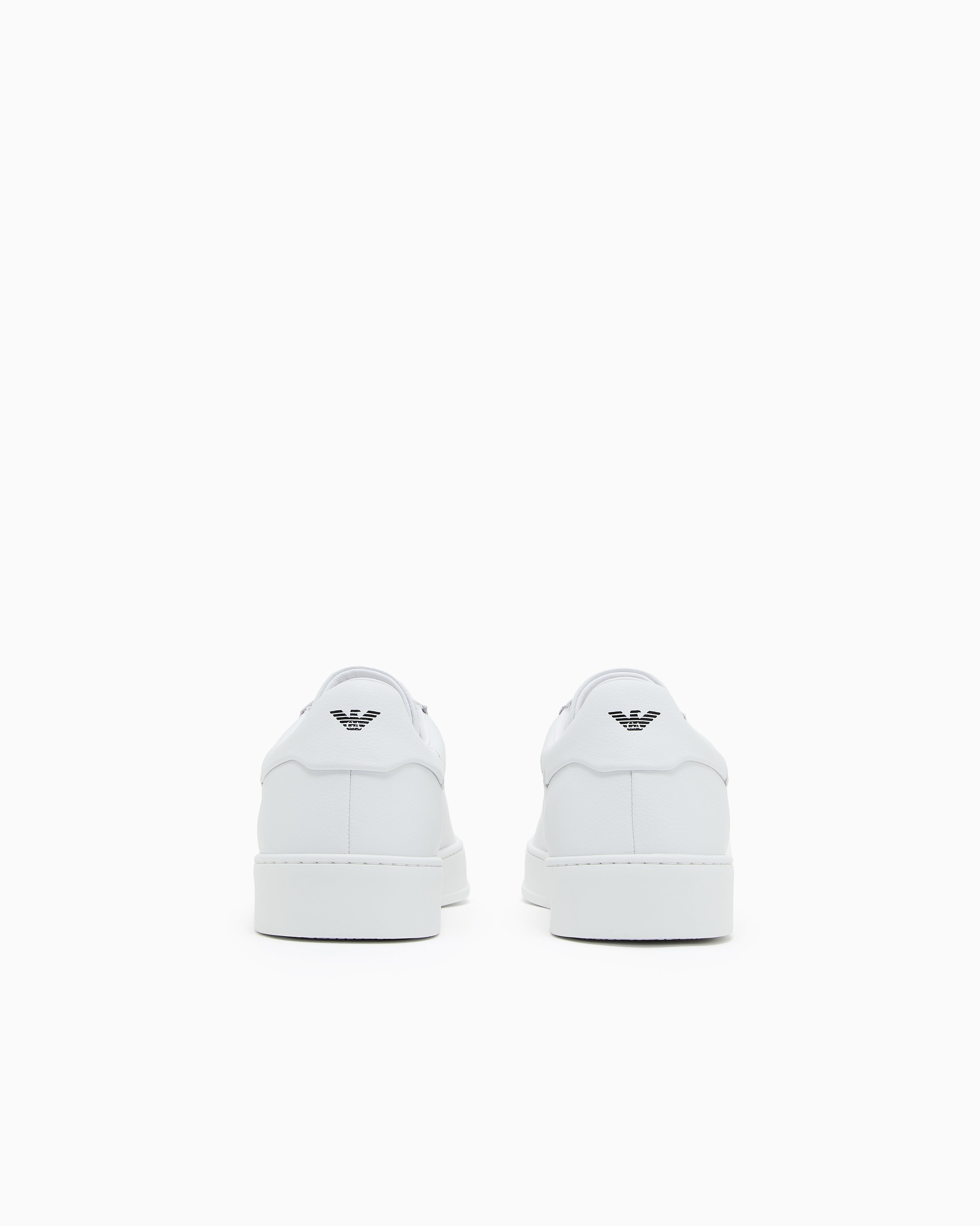 Emporio Armani Leather Sneakers With Logo White