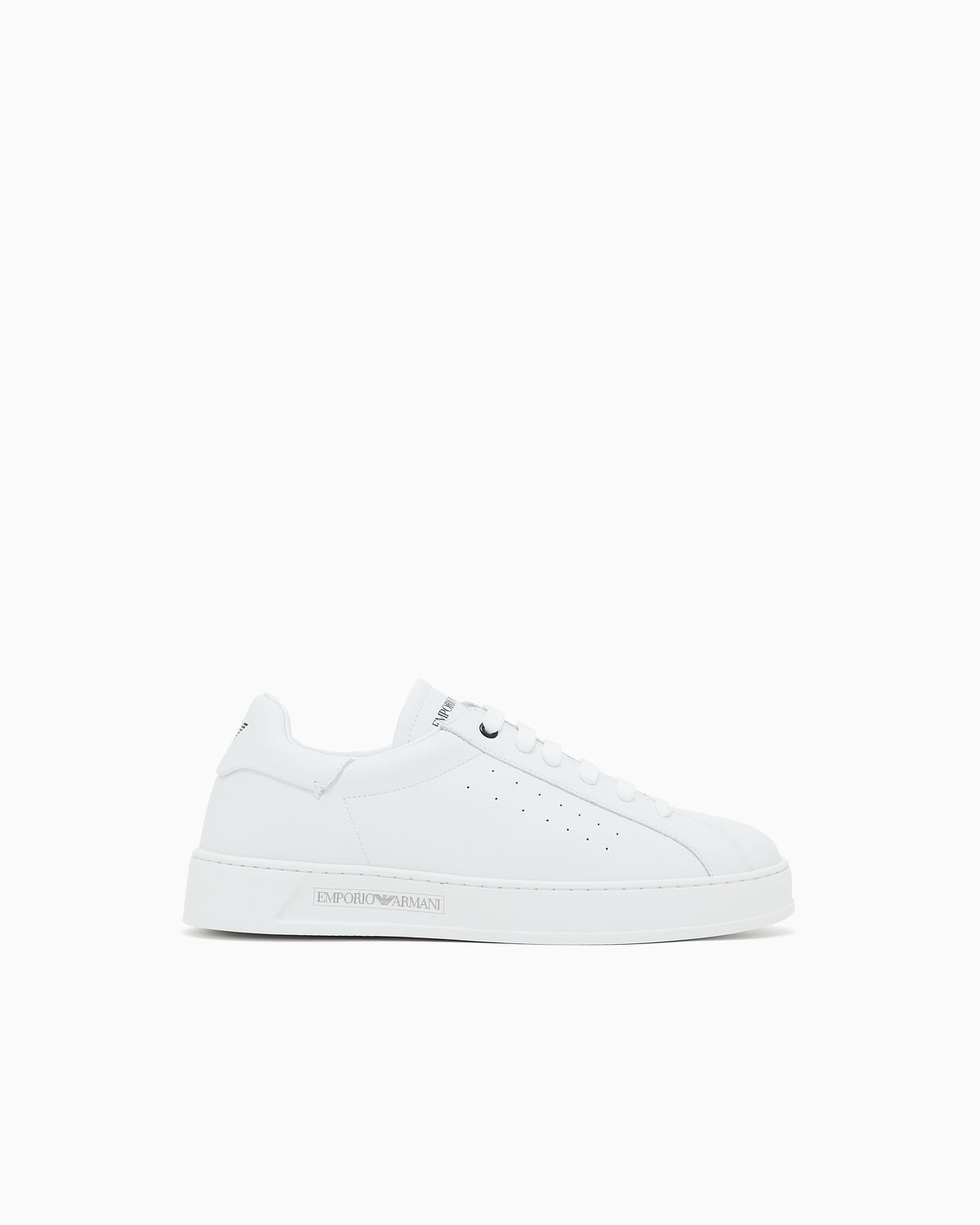 Emporio Armani Leather Sneakers With Logo White