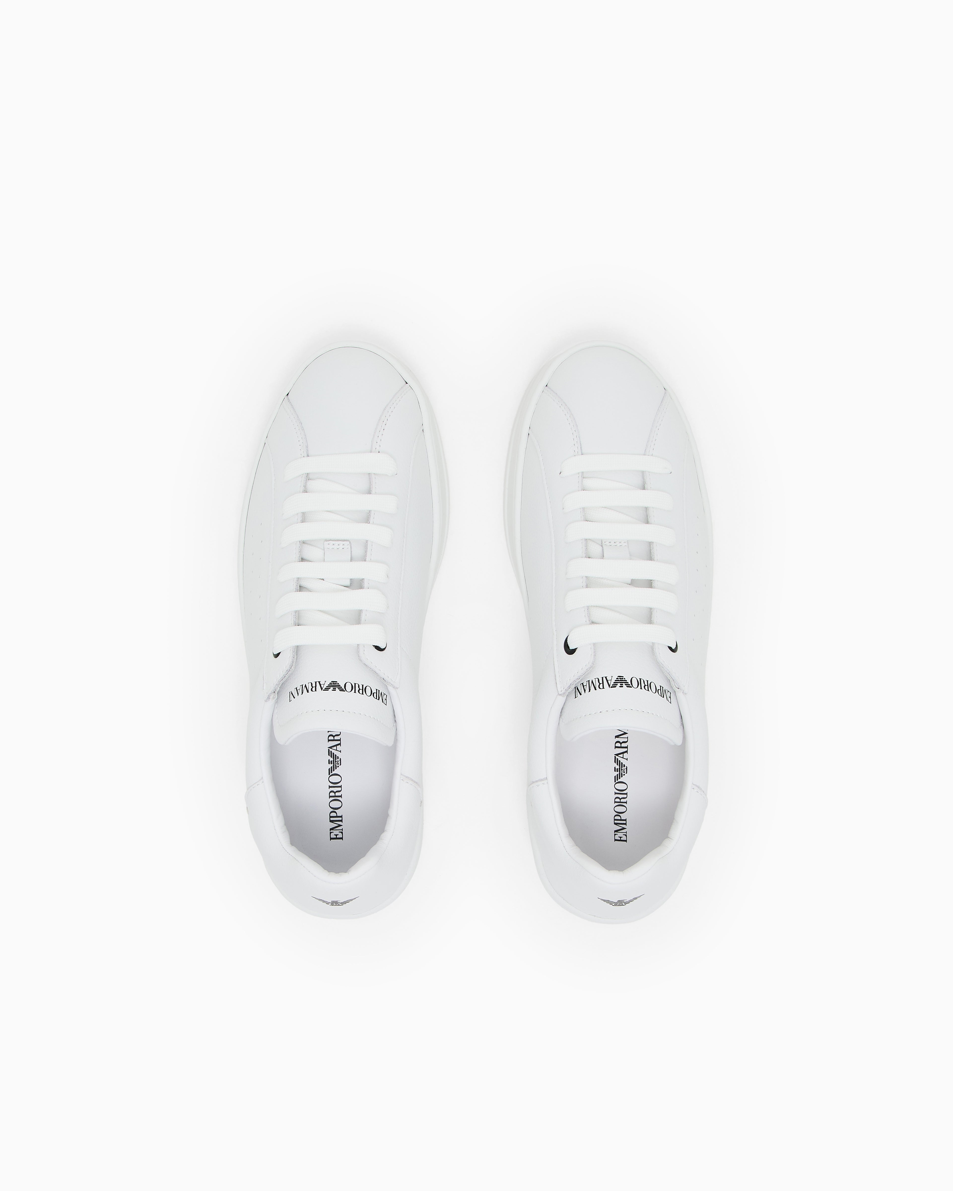 Emporio Armani Leather Sneakers With Logo White