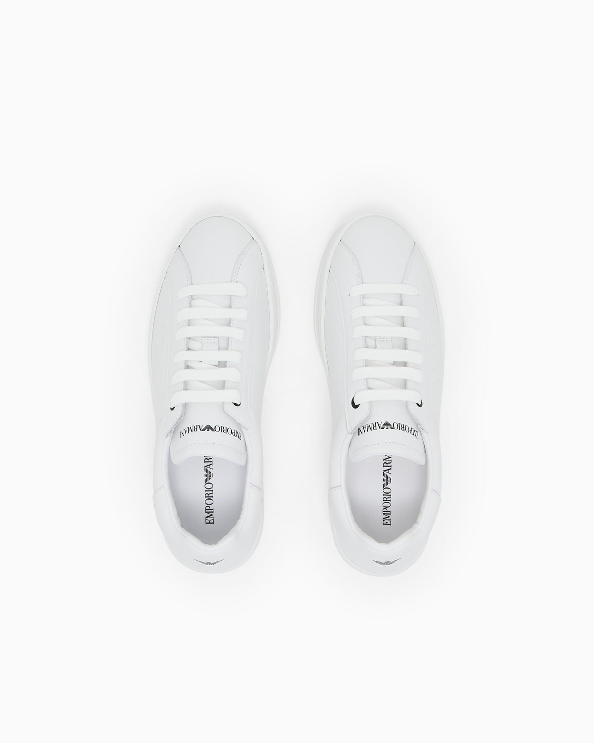 Emporio Armani Leather Sneakers With Logo White