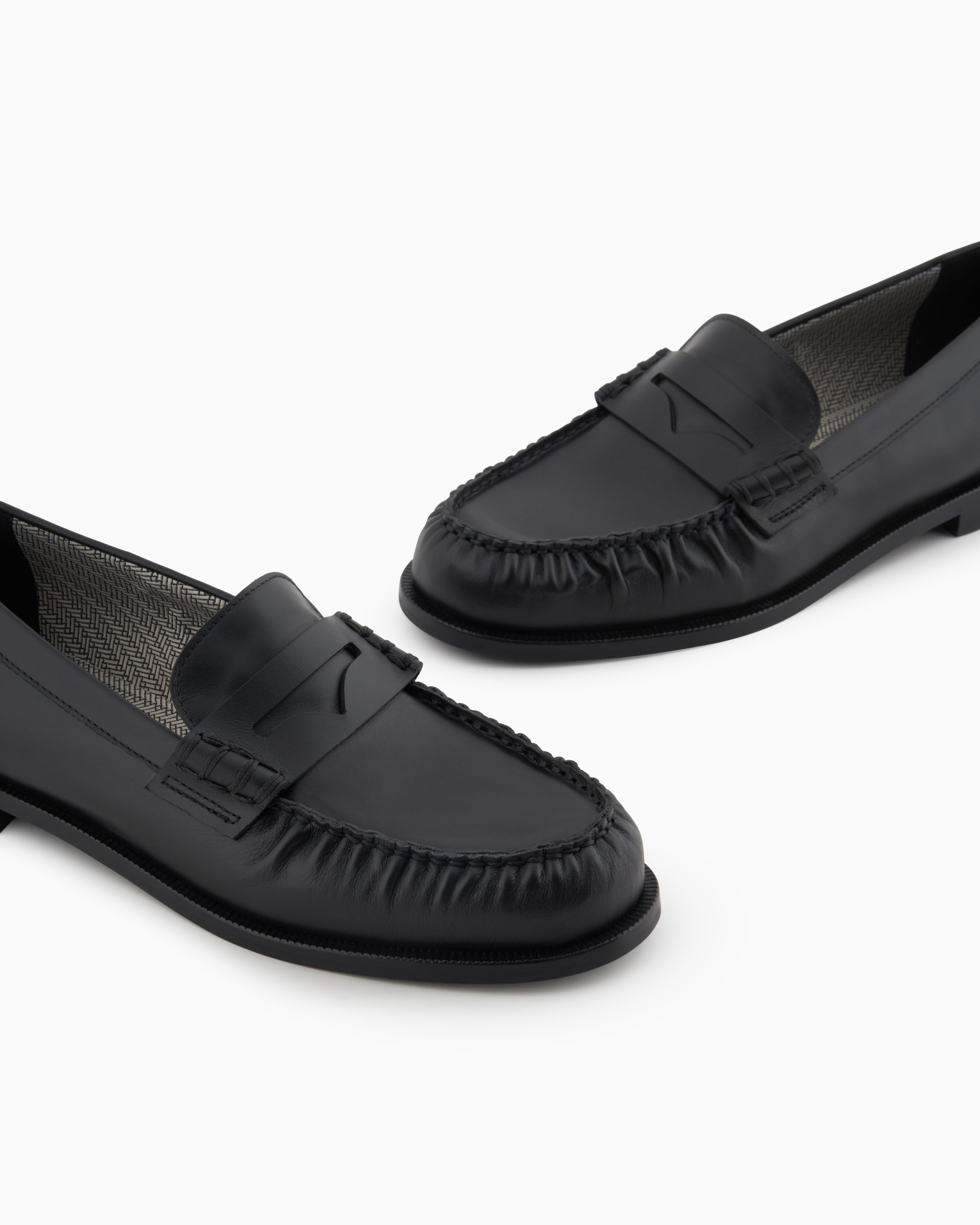 Emporio Armani Smooth Leather Loafers Black