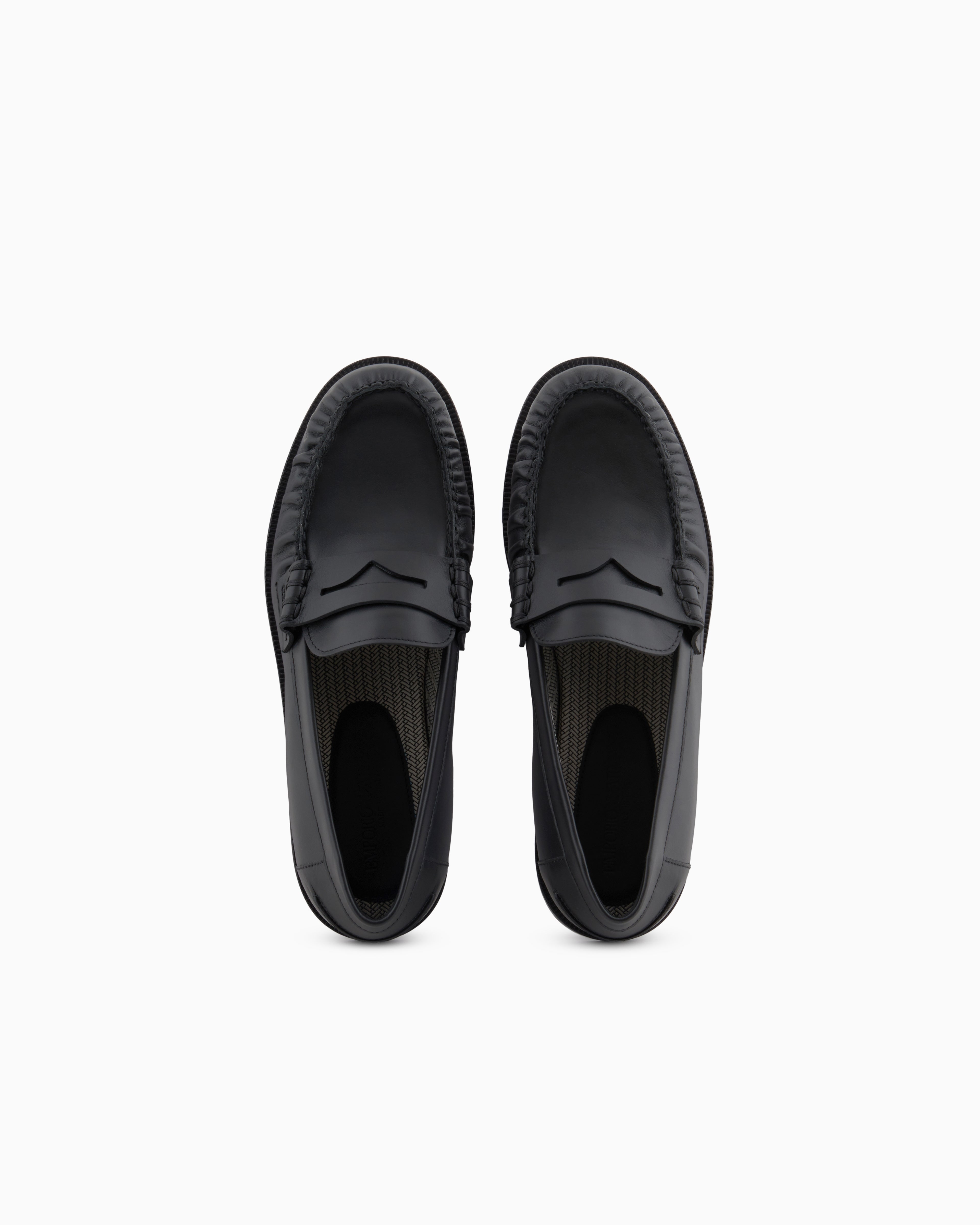 Emporio Armani Smooth Leather Loafers Black