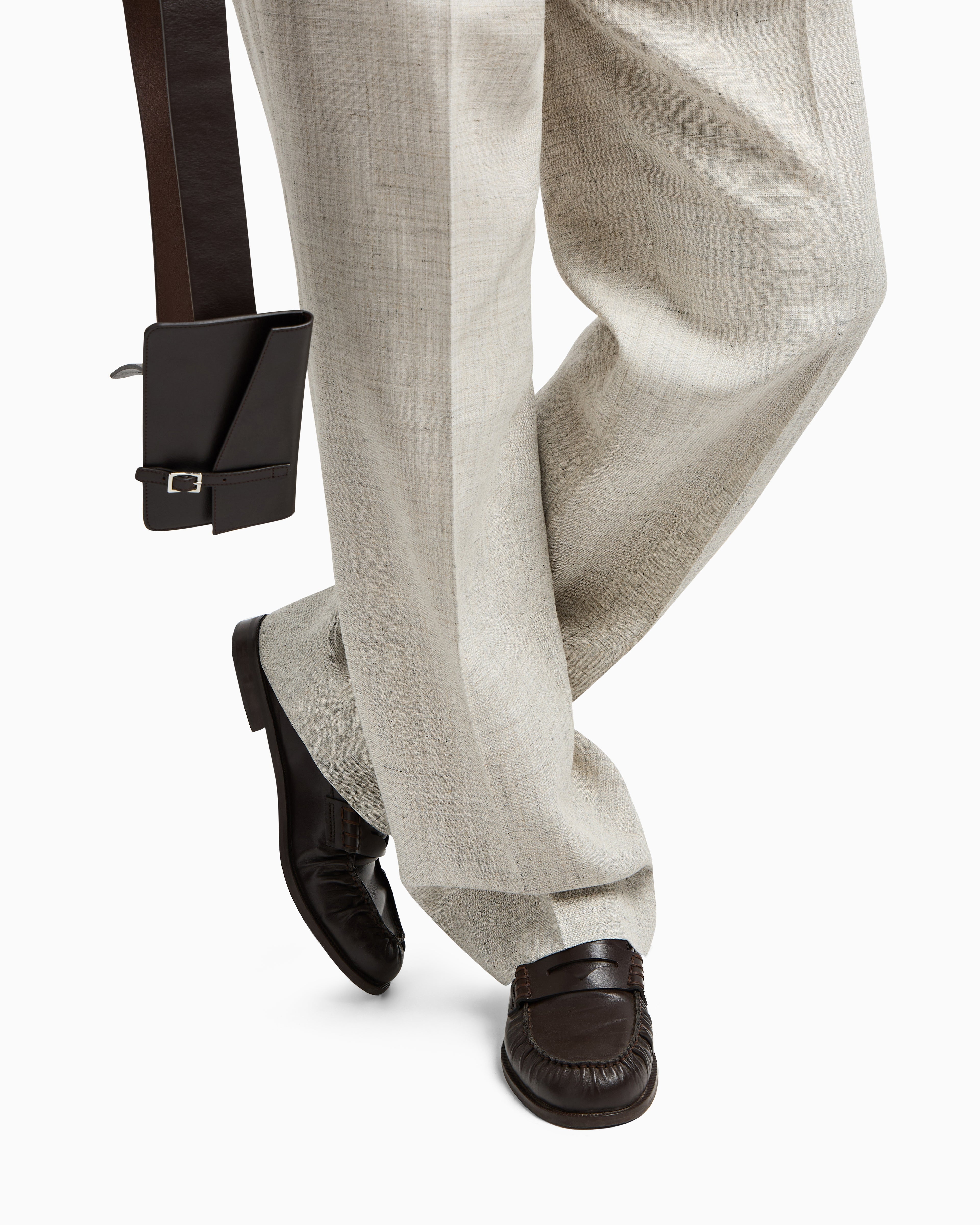 Emporio Armani Smooth Leather Loafers Brown