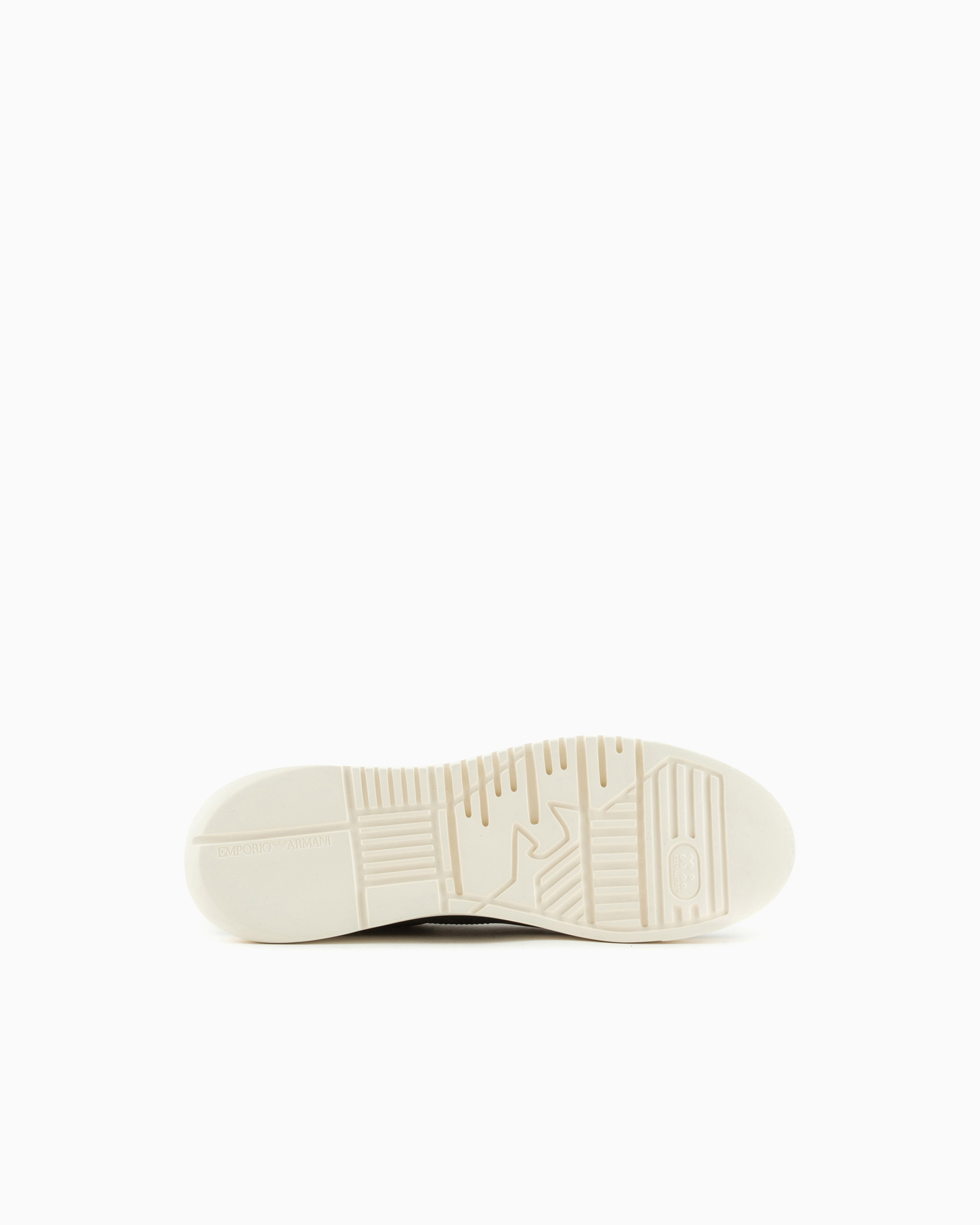 Emporio Armani Sneaker With Knurled Soles In Nubuck Leather Essential Blue