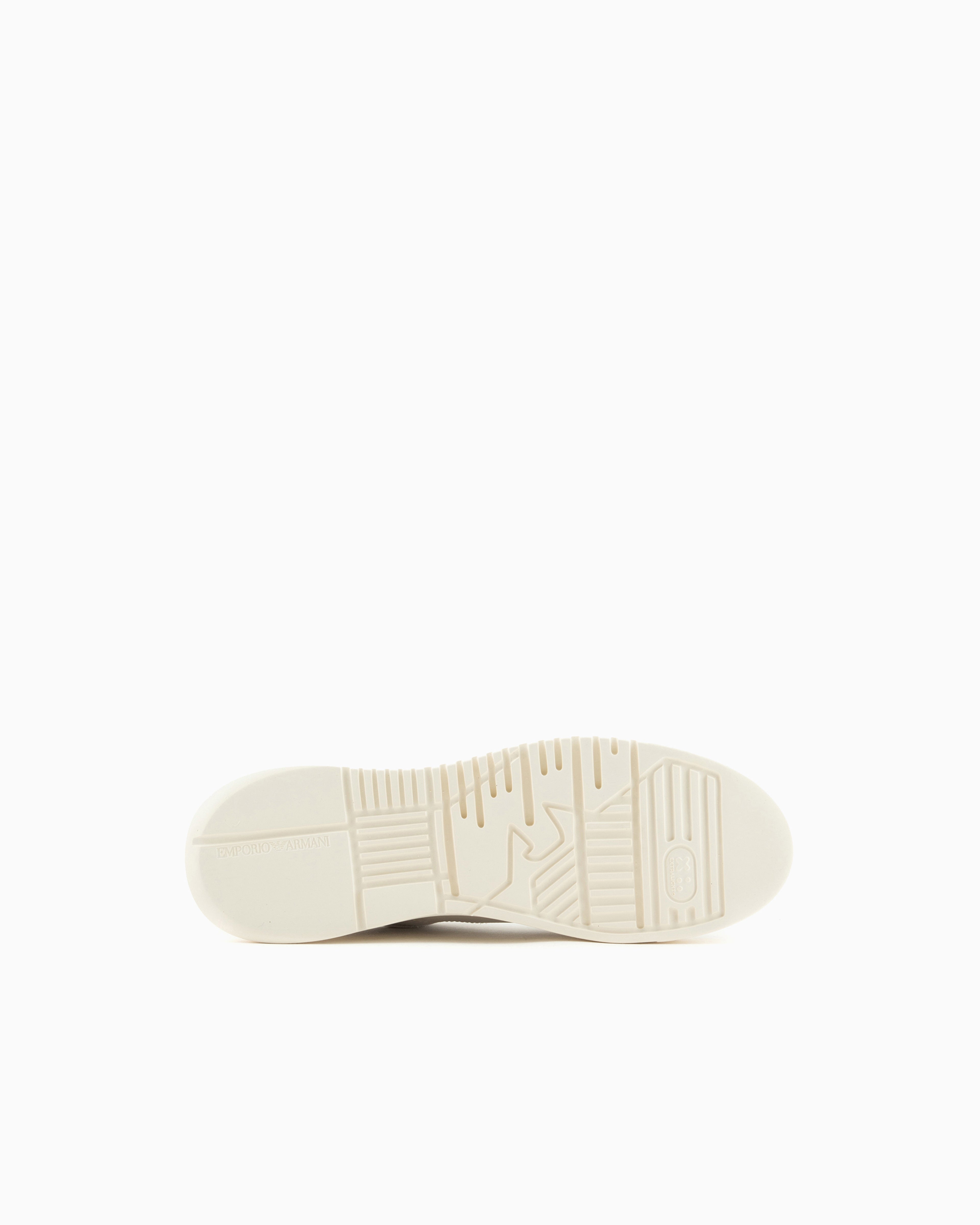 Emporio Armani Sneaker With Knurled Soles In Nubuck Leather Essential White