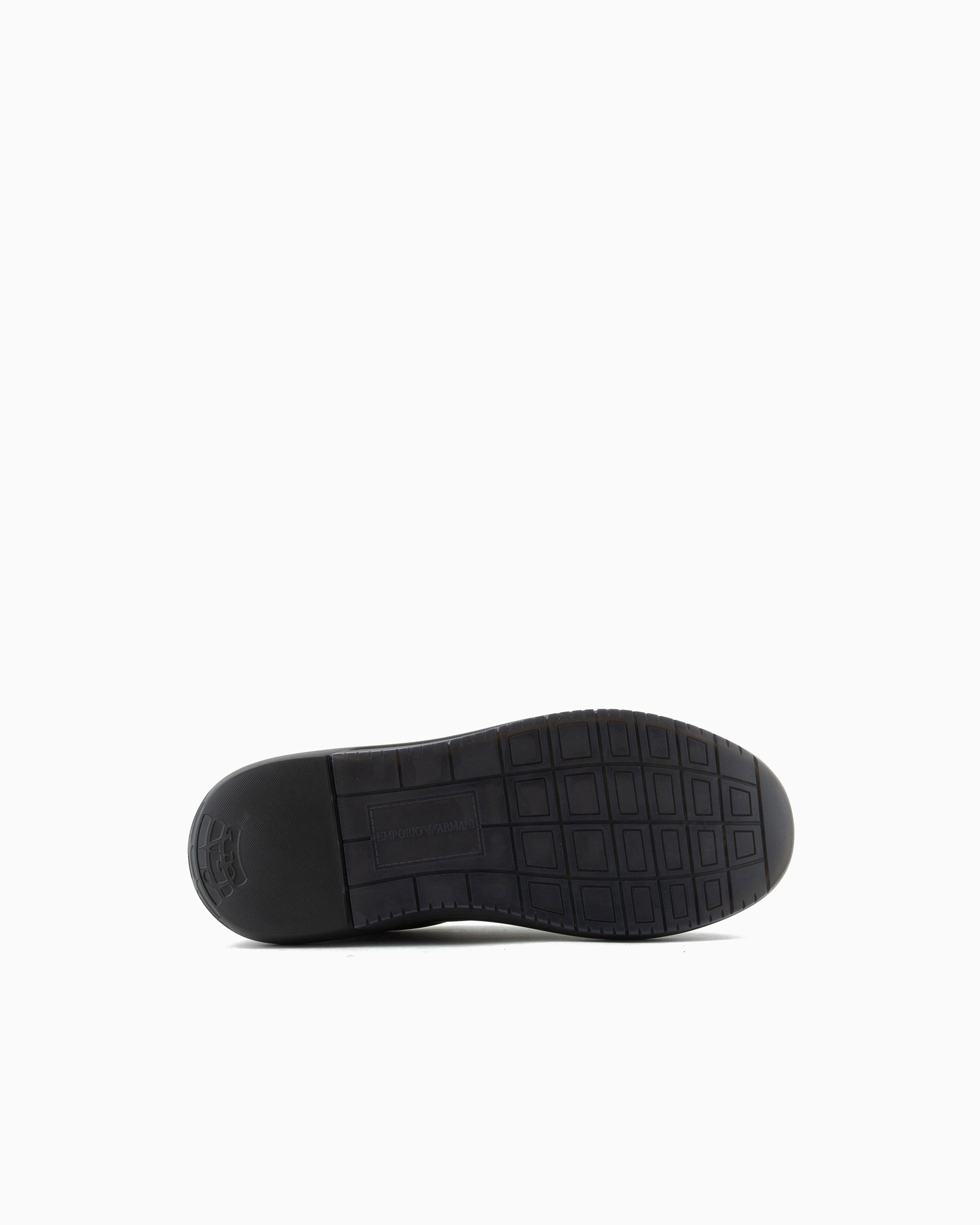 Emporio Armani Leather Sneakers With Side Logo Black
