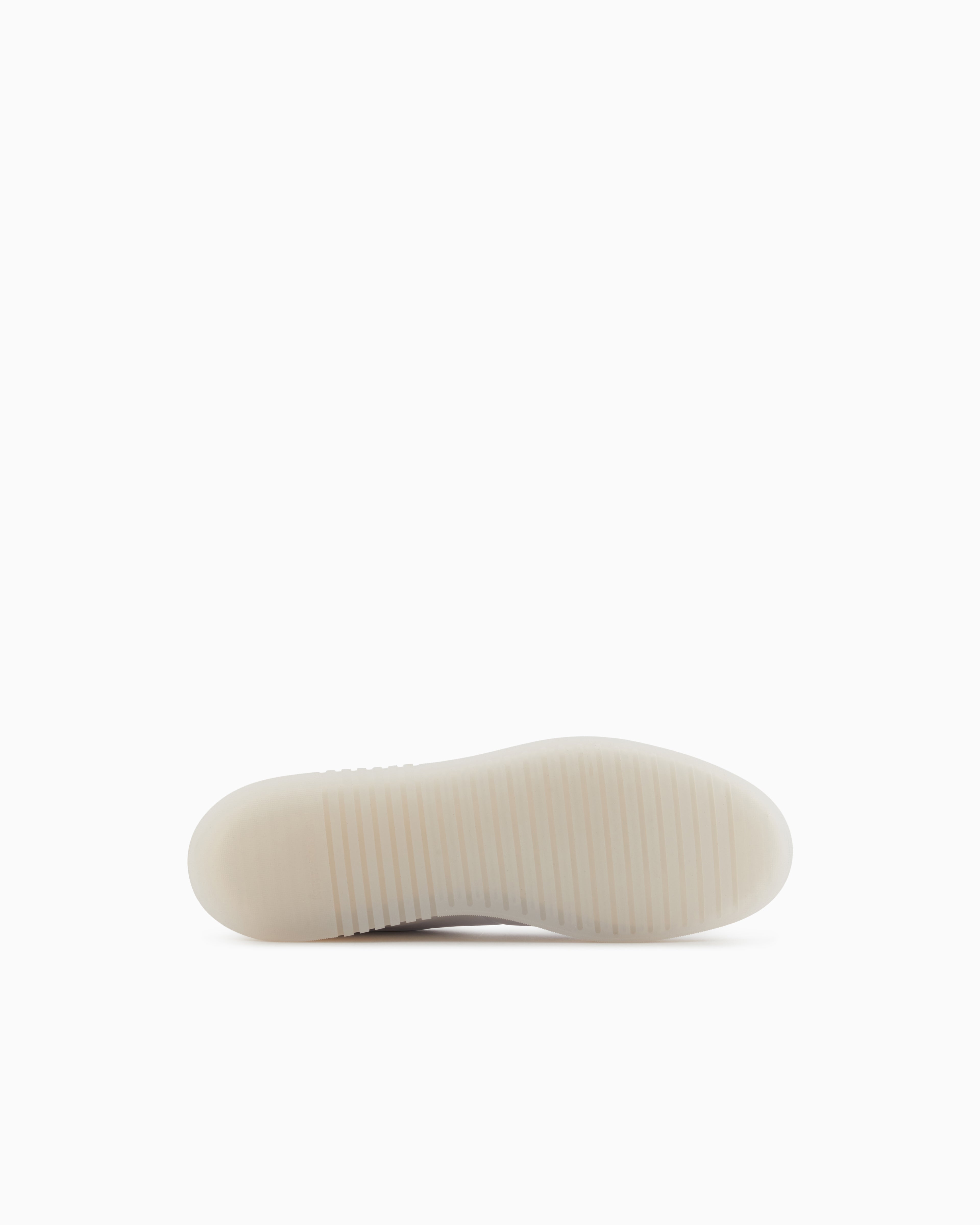 Emporio Armani Leather Sneakers With Semi-Transparent Sole White
