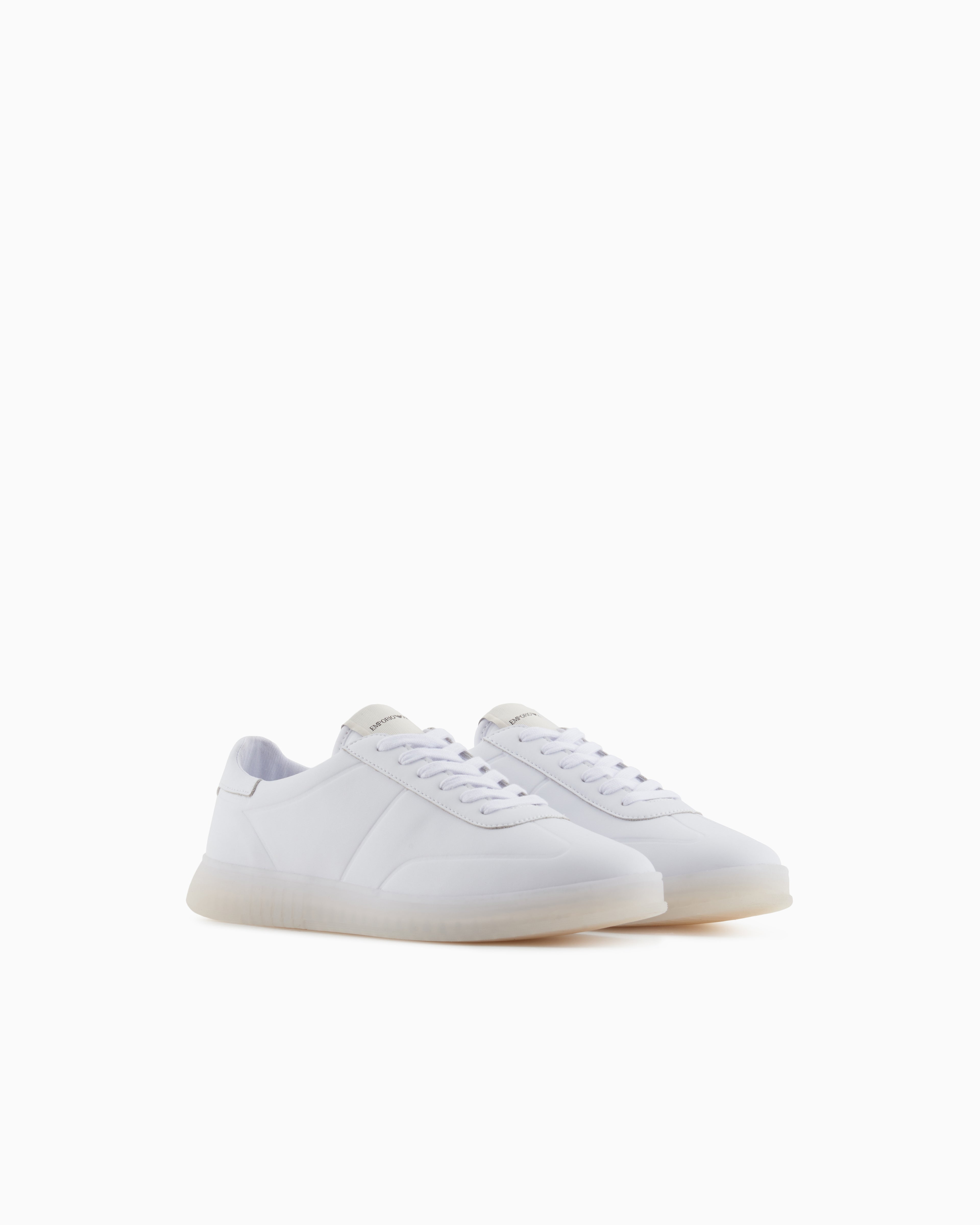 Emporio Armani Leather Sneakers With Semi-Transparent Sole White