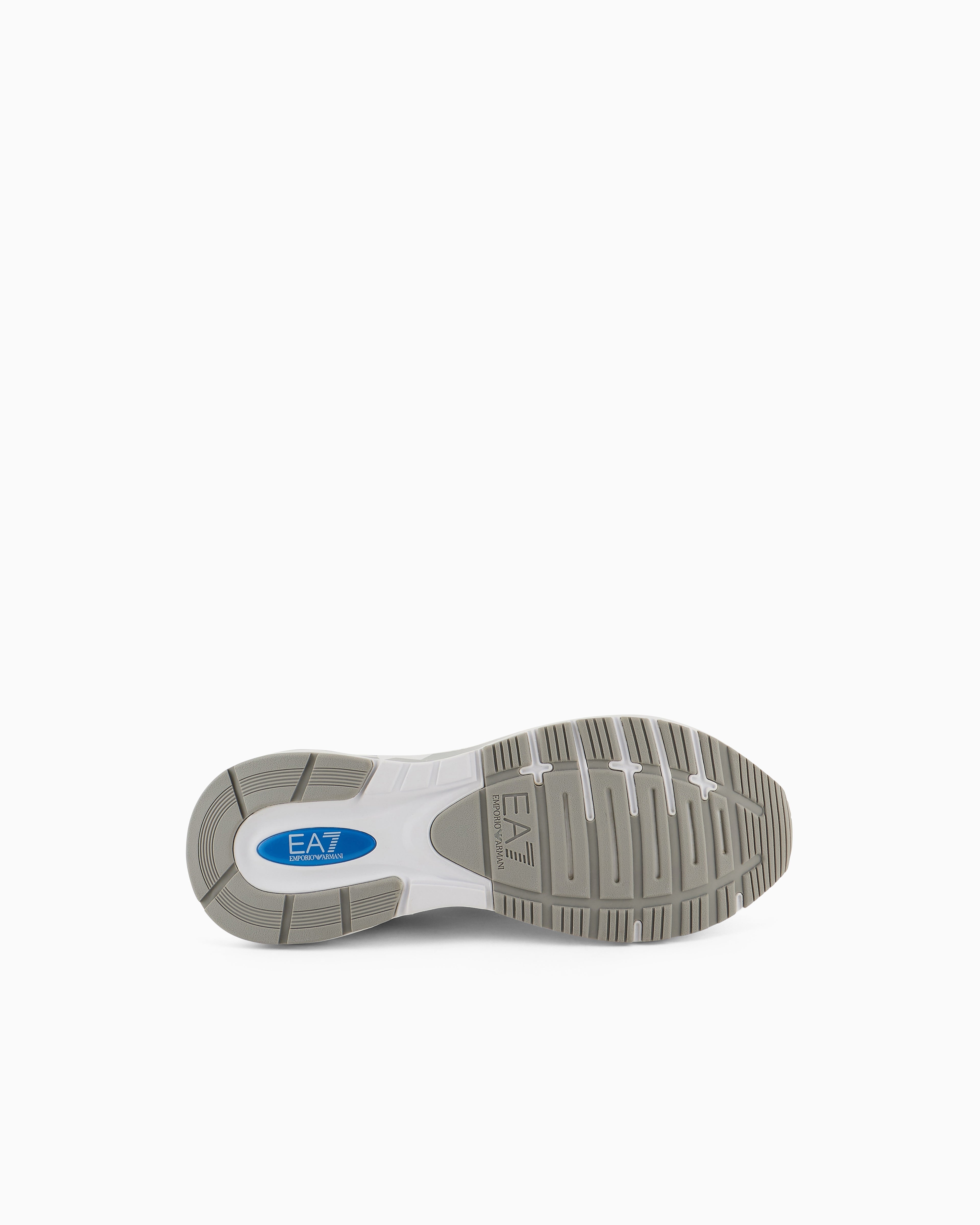 Ea7 Mesh Sneaker For Running With Cushioned Rubber Sole White